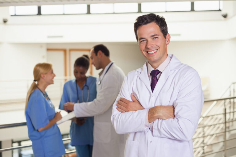 Medical professional with patient